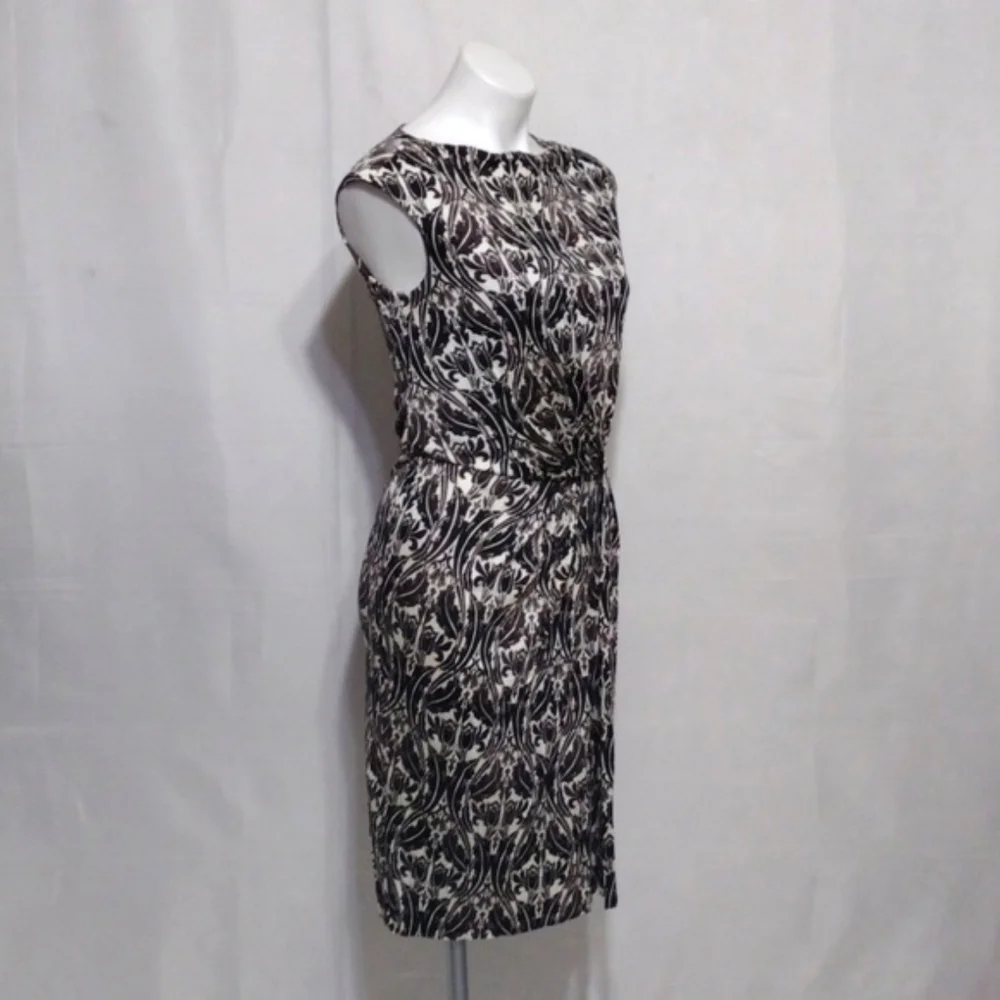 Tory Burch 100% Silk Floral Print Draped Ruched Sleeveless Dress S Elegant Glam